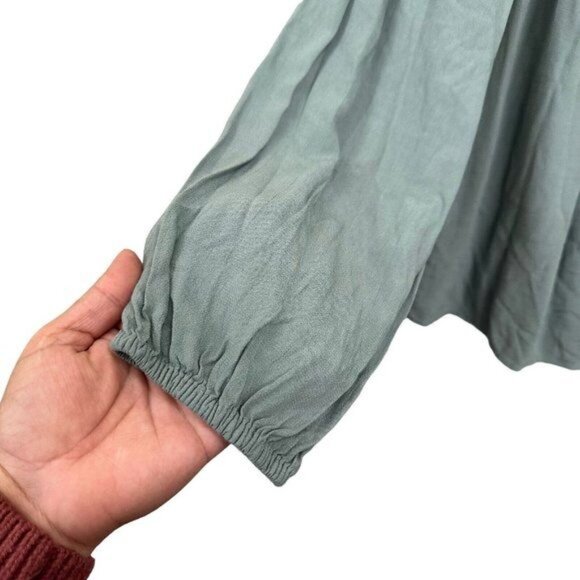 Lauren Conrad Women SZ L Pale Green Sequins Embroidered Long Sleeve Casual Top - Picture 5 of 12